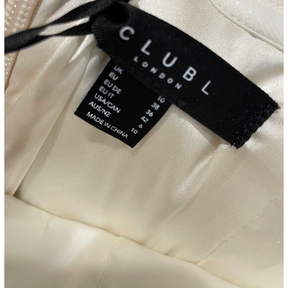 NWT Club L London Lorelai Corset Plisse Wide-Leg Jumpsuit Cream Women's Size 6 - Picture 6 of 7